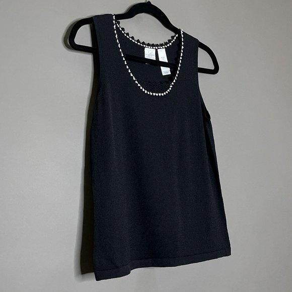 Emma James Tops - Emma James Sleeveless Top White Detail Around Neck Size Petite M .